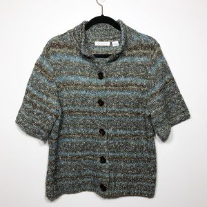 Liz Claiborne Short Sleeve Button Up Cardigan Sz L